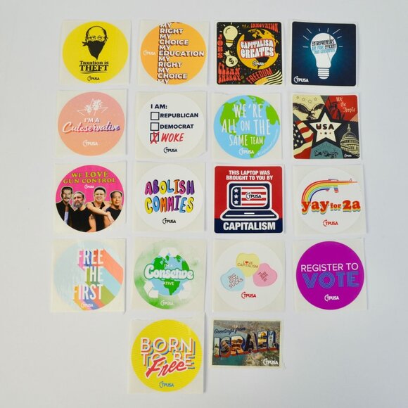 TPUSA Charlie Kirk Stickers Lot of 18 NEW No Duplicates - Picture 1 of 1